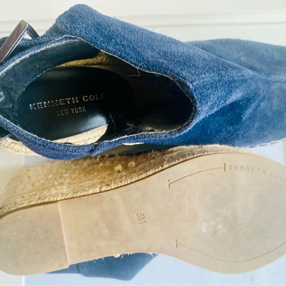 Kenneth Cole Blue Suede Espadrille Wedges